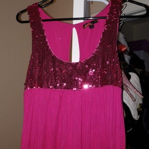 Pink sequin babydoll dress